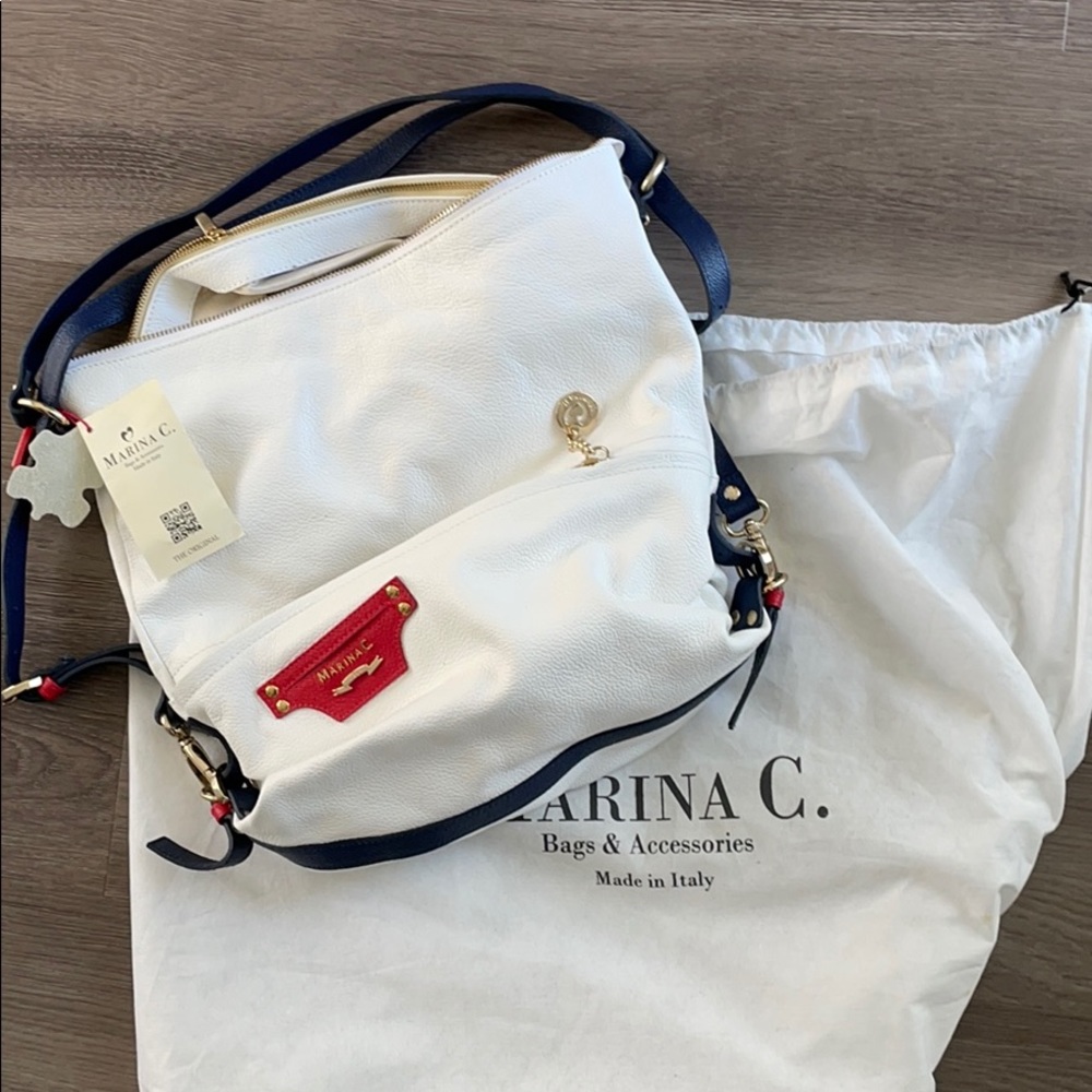 White convertible tote bag Italian